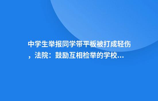 中学生举报同学带平板被打成轻伤,法院:鼓励互相检举的学校应担责三成