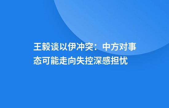 王毅谈以伊冲突:中方对事态可能走向失控深感担忧