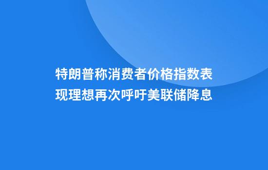 特朗普称消费者价格指数表现理想再次呼吁美联储降息