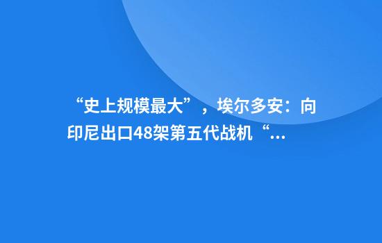 “史上规模最大”,埃尔多安:向印尼出口48架第五代战机“可汗”