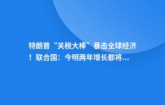 特朗普“关税大棒”暴击全球经济!联合国:今明两年增长都将放缓