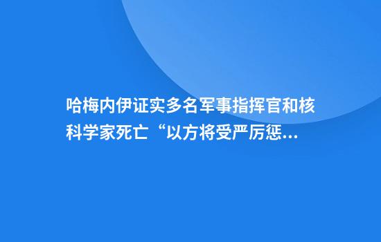 哈梅内伊证实多名军事指挥官和核科学家死亡“以方将受严厉惩罚”