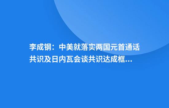 李成钢:中美就落实两国元首通话共识及日内瓦会谈共识达成框架