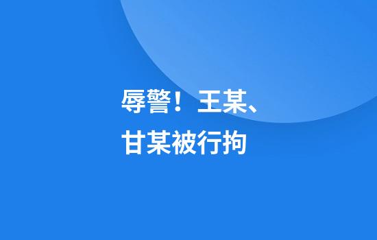 辱警!王某、甘某被行拘