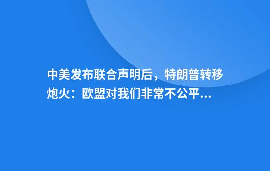 中美发布联合声明后,特朗普转移炮火:欧盟对我们非常不公平!