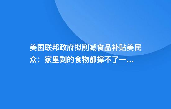 美国联邦政府拟削减食品补贴美民众:家里剩的食物都撑不了一个月
