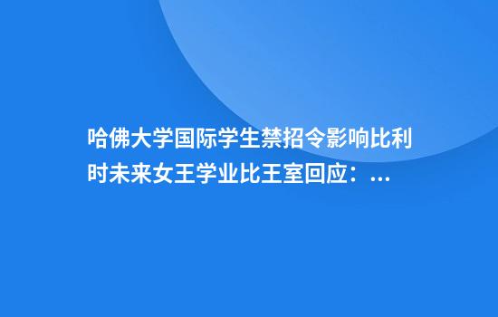 哈佛大学国际学生禁招令影响比利时未来女王学业比王室回应:正研判该问题