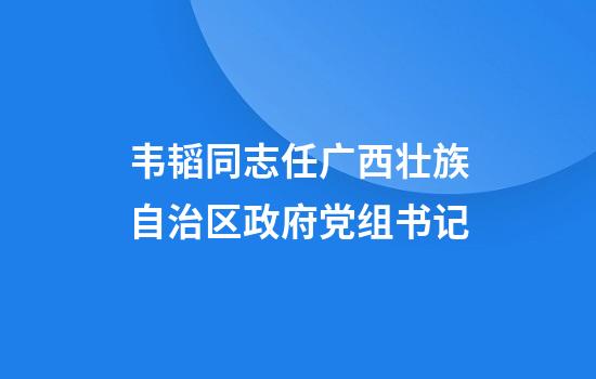 韦韬同志任广西壮族自治区政府党组书记