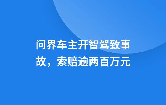问界车主开智驾致事故,索赔逾两百万元