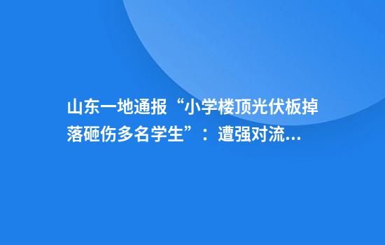 山东一地通报“小学楼顶光伏板掉落砸伤多名学生”：遭强对流极端天气，1人死亡