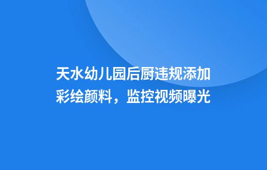 天水幼儿园后厨违规添加彩绘颜料,监控视频曝光