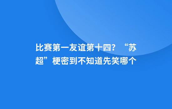 比赛第一友谊第十四？“苏超”梗密到不知道先笑哪个
