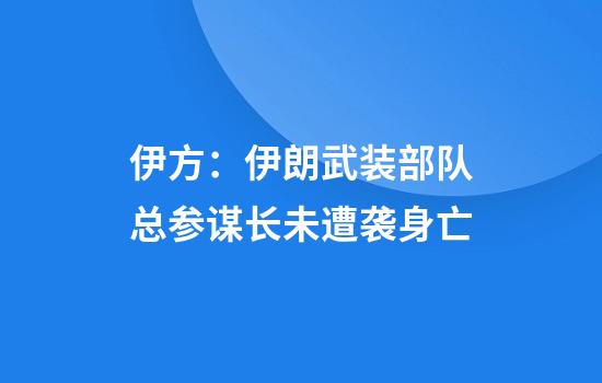 伊方：伊朗武装部队总参谋长未遭袭身亡