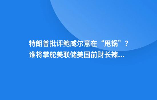 特朗普批评鲍威尔意在“甩锅”?谁将掌舵美联储美国前财长辣评
