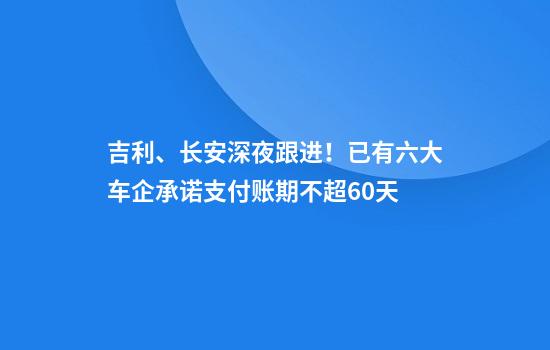 吉利、长安深夜跟进!已有六大车企承诺支付账期不超60天