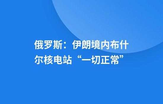 俄罗斯:伊朗境内布什尔核电站“一切正常”