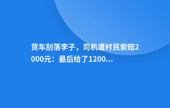 货车刮落李子,司机遭村民索赔2000元:最后给了1200才让走