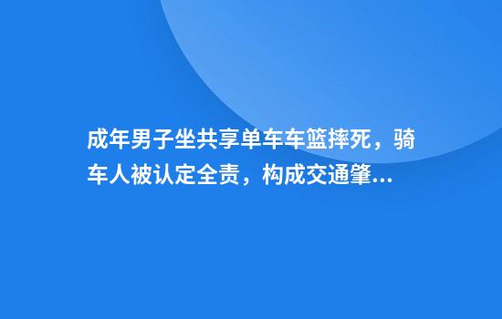 成年男子坐共享单车车篮摔死,骑车人被认定全责,构成交通肇事罪