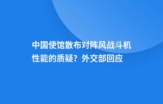 中国使馆散布对阵风战斗机性能的质疑？外交部回应