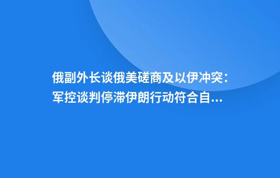 俄副外长谈俄美磋商及以伊冲突：军控谈判停滞伊朗行动符合自卫权